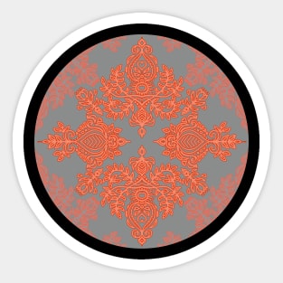 Burnt Orange, Coral & Grey doodle pattern Sticker